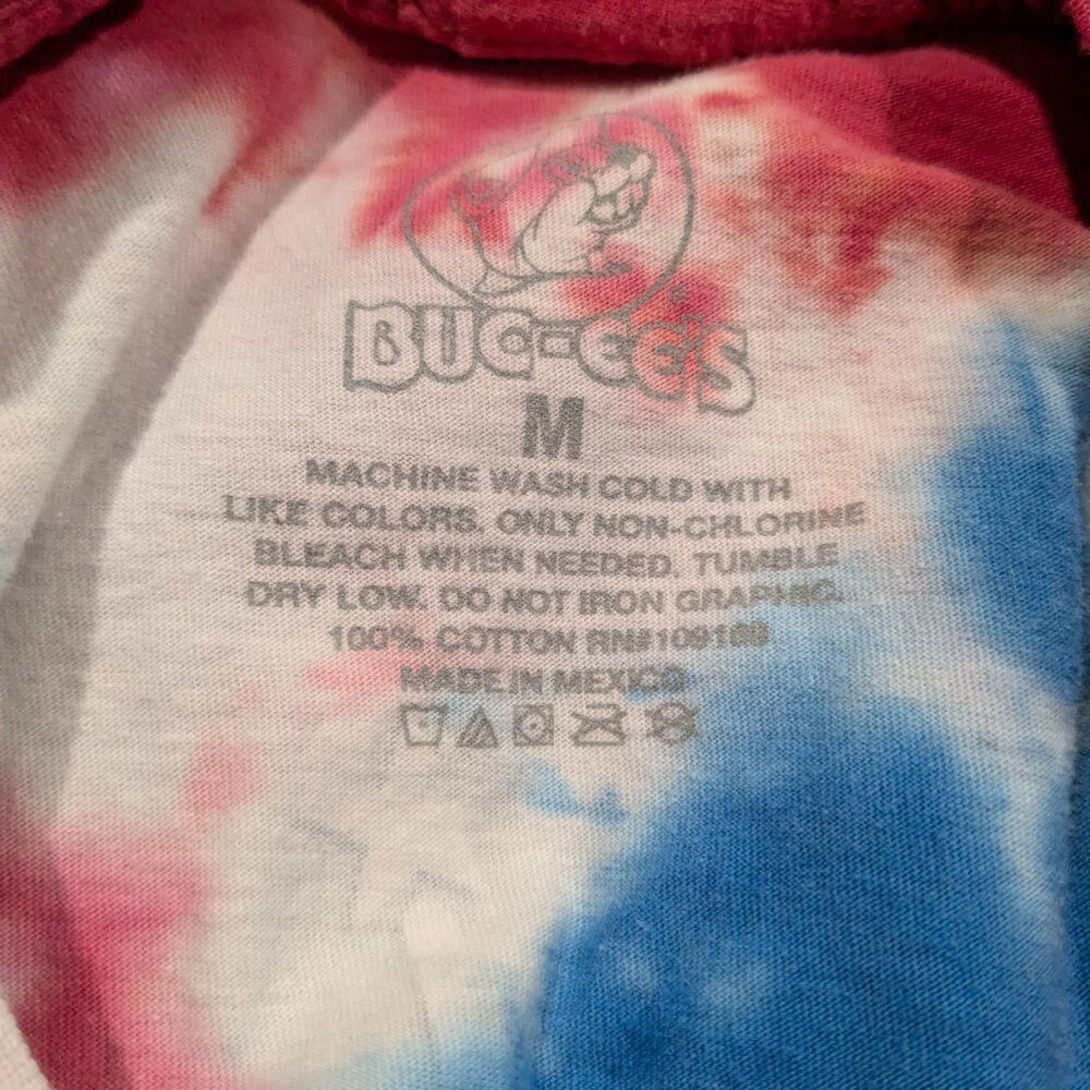 Buc-ee’s Tie Dye 4th of July T-Shirt Let's Get It Poppin' Red White Blue Medium - Picture 13 of 16
